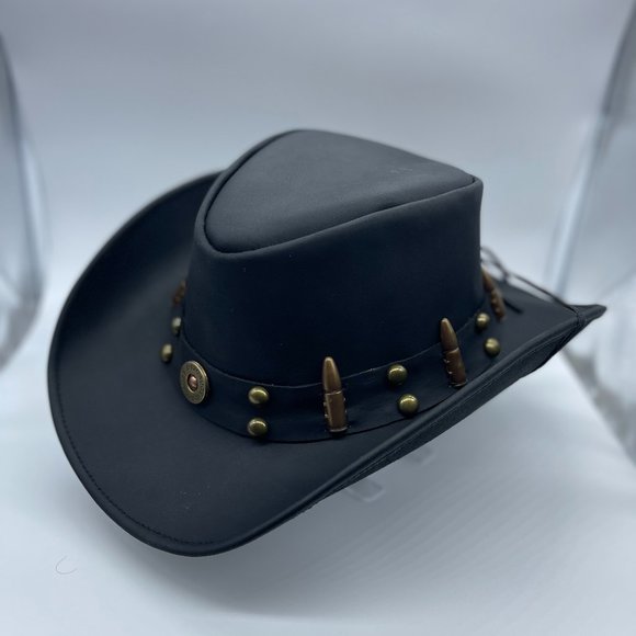 LIVSTAK Other - LIVSTAK WESTERN COWBOY, BLACK HAT, 100% LEATHER, Size L, S1LVK01, BALLER